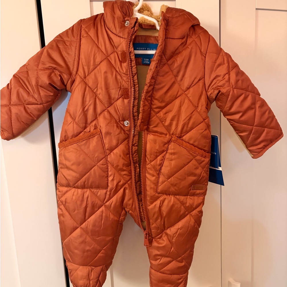 Perry Ellis Quilted Orange Kids Footie